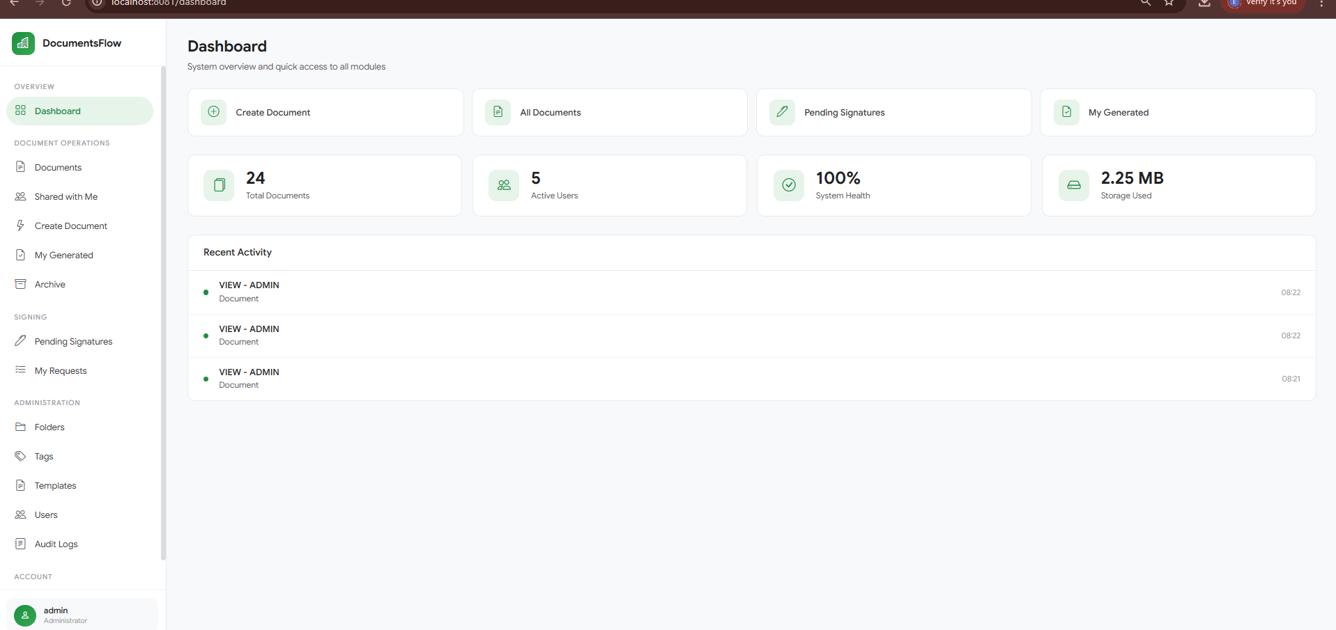 Secure file sharing dashboard